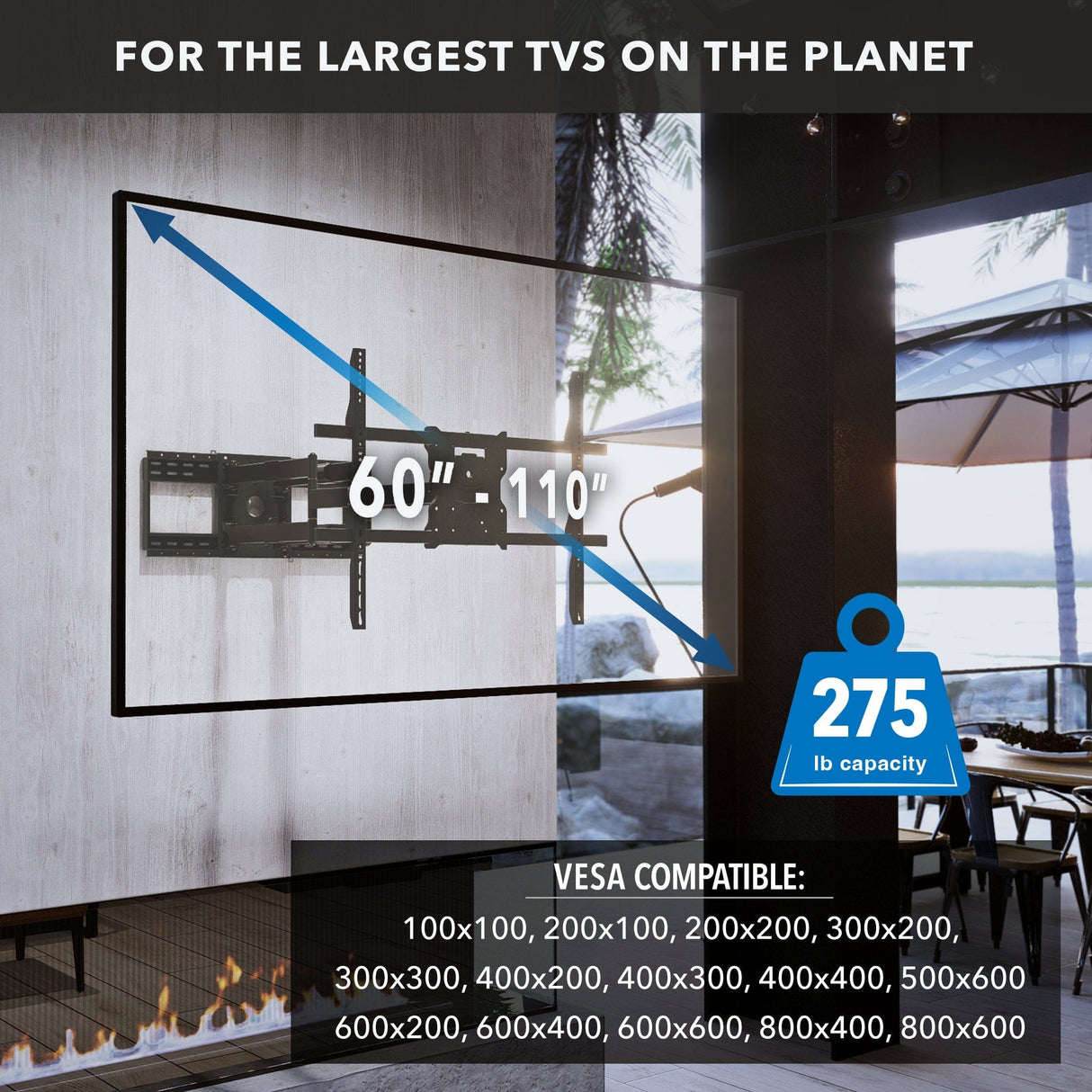 TV Mount - The Beast Full Motion Weatherproof TV Wall Mount - Mount-It! - MI-400