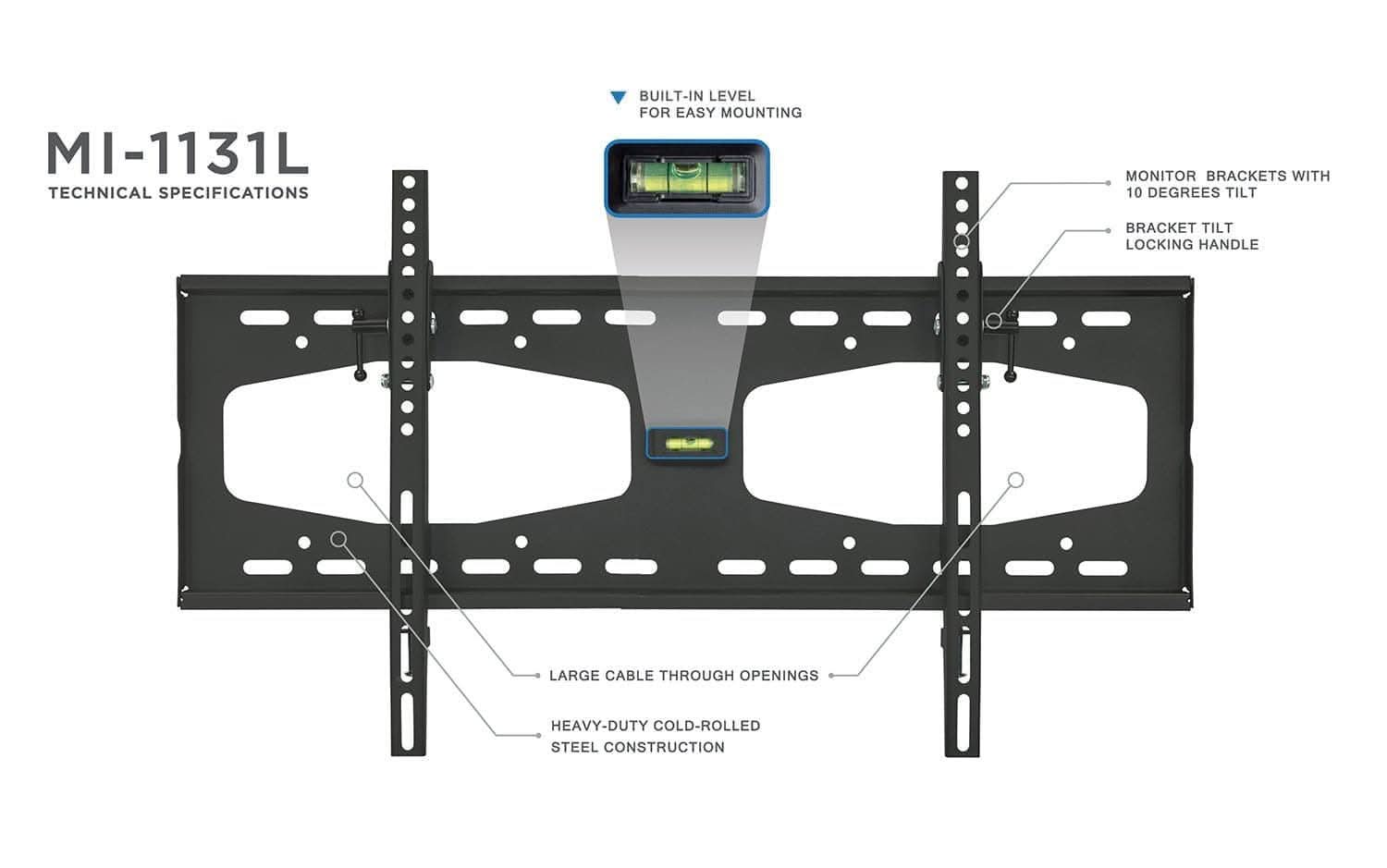 Mount-It! Tilting TV Wall Mount for 37" to 65" TVs | holds up to 165 lbs | MI-1131L - Thumbnail 2