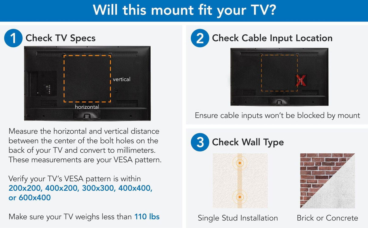 TV Mount - TV Wall Mount With Full 360 Degree Rotation - Mount-It! - MI-1246F