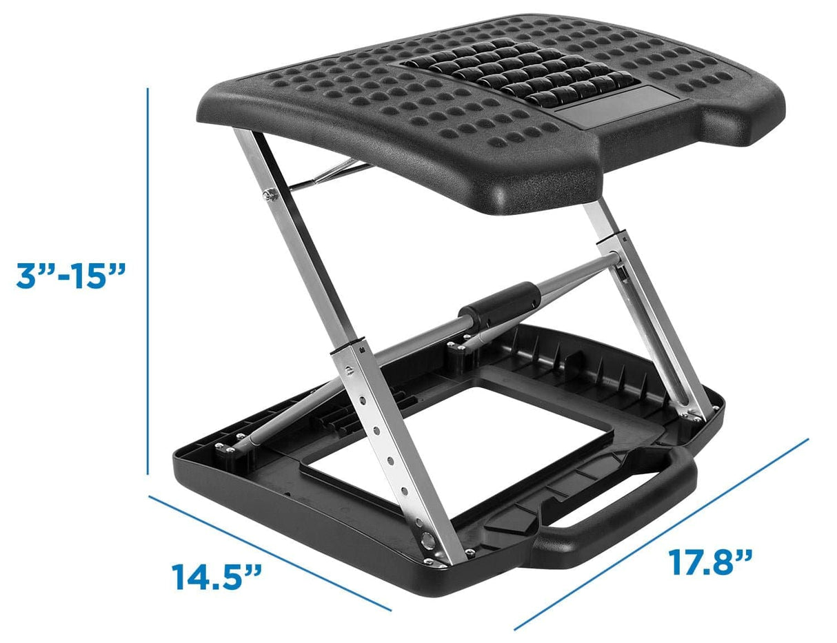 Footrests - Under Desk Footrest, Adjustable Height/Angle and Massaging Rollers - Mount-It! - MI-7808