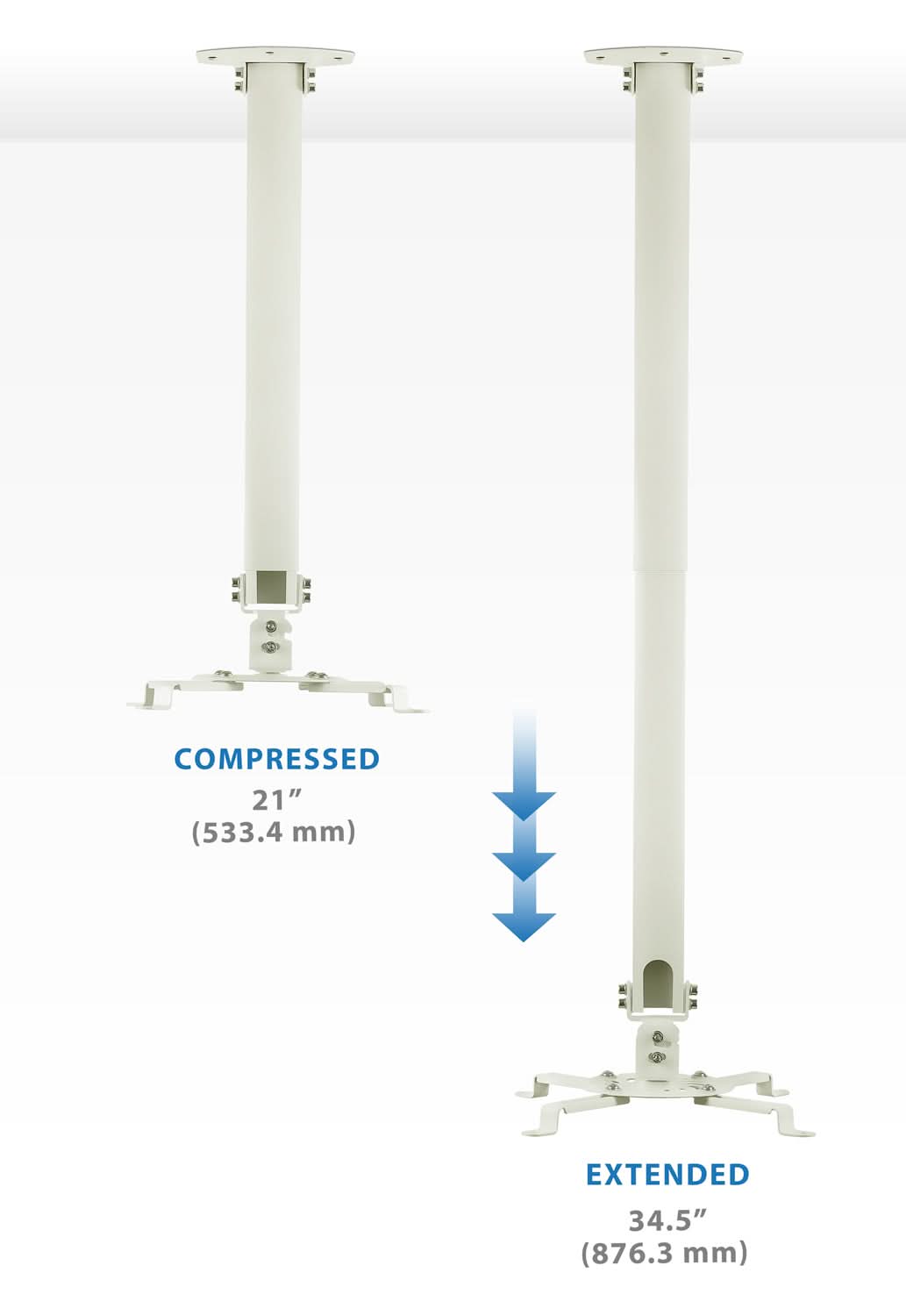 Projector Mount - Universal Projector Ceiling Mount - White - Mount-It! - MI-606L