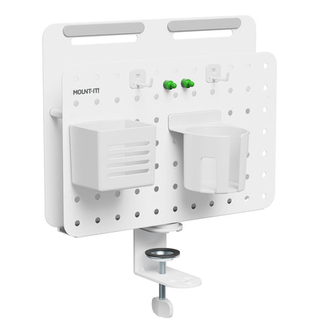 White Desk Accessories - 360° Rotating Pegboard and Organizer with Accessories - Mount-It! - MI-7301WHT