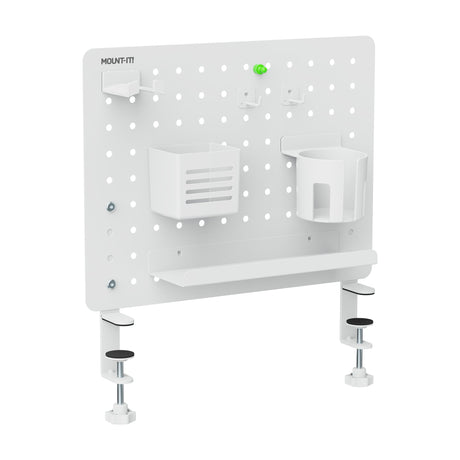 White Desk Accessories - Clamp-on Pegboard Organizer - Mount-It! - MI-7302WHT
