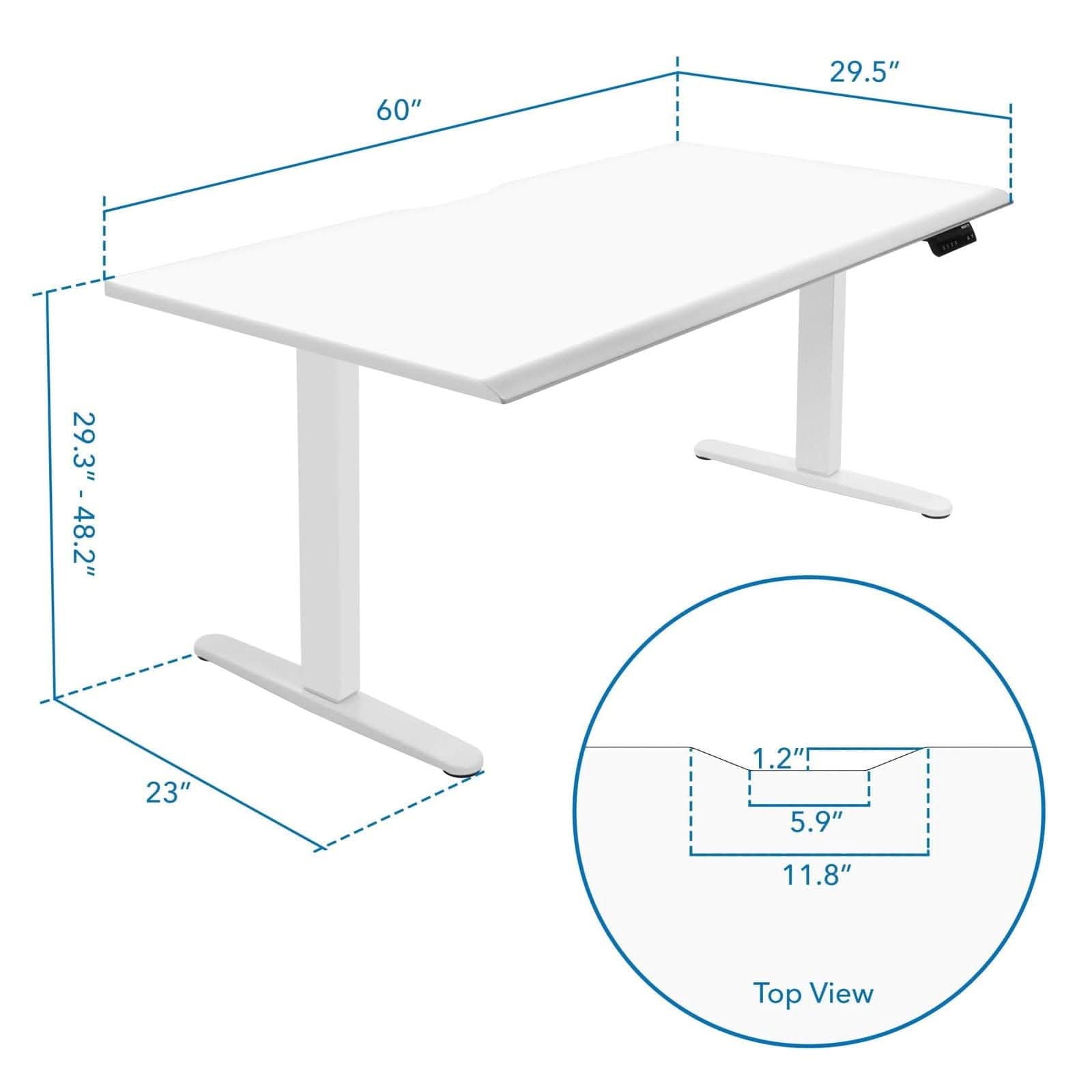 Dual Motor Electric Standing Desk with 60" Tabletop - White Base - Thumbnail 3