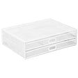 White Monitor Risers - Mesh Computer Monitor Stand W/ Two Drawers - Mount-It! - MI-7365W