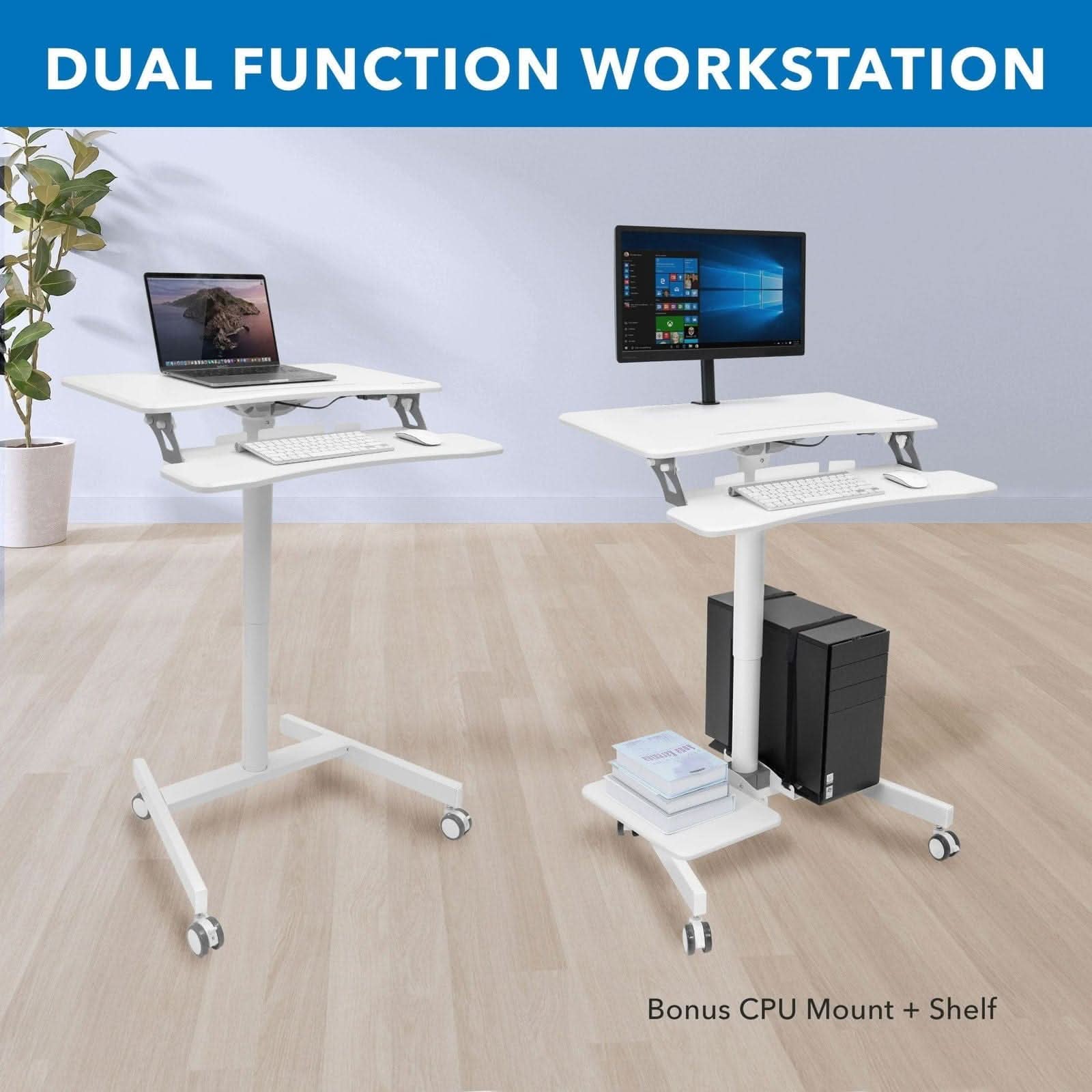 Mount-It! Mobile Sit-Stand Computer Workstation | holds up to 33 lbs | MI-7979W