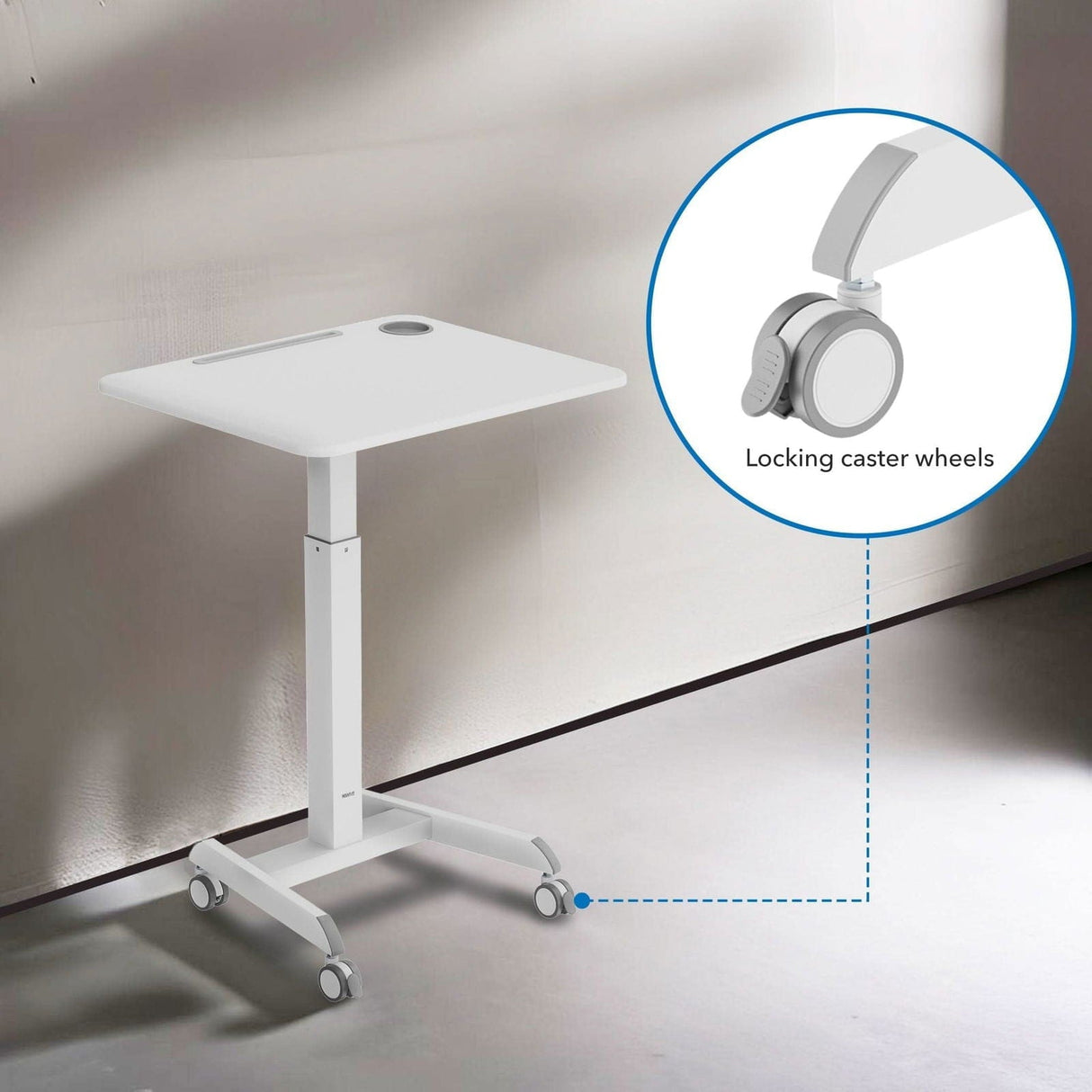 White Mobile Standing Desk - Sit-Stand Mobile Laptop Cart - Mount-It! - MI-7975