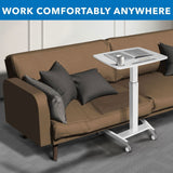 White Mobile Standing Desk - Sit-Stand Mobile Laptop Cart - Mount-It! - MI-7975