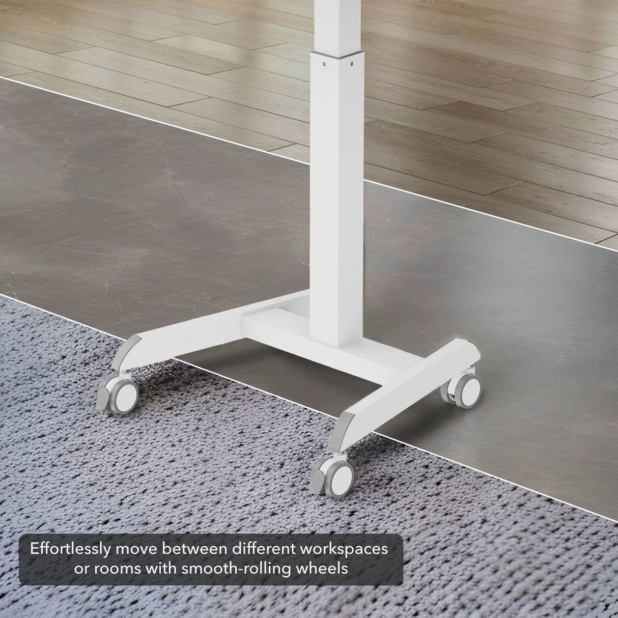 White Mobile Standing Desk - Sit-Stand Mobile Laptop Cart - Mount-It! - MI-7975