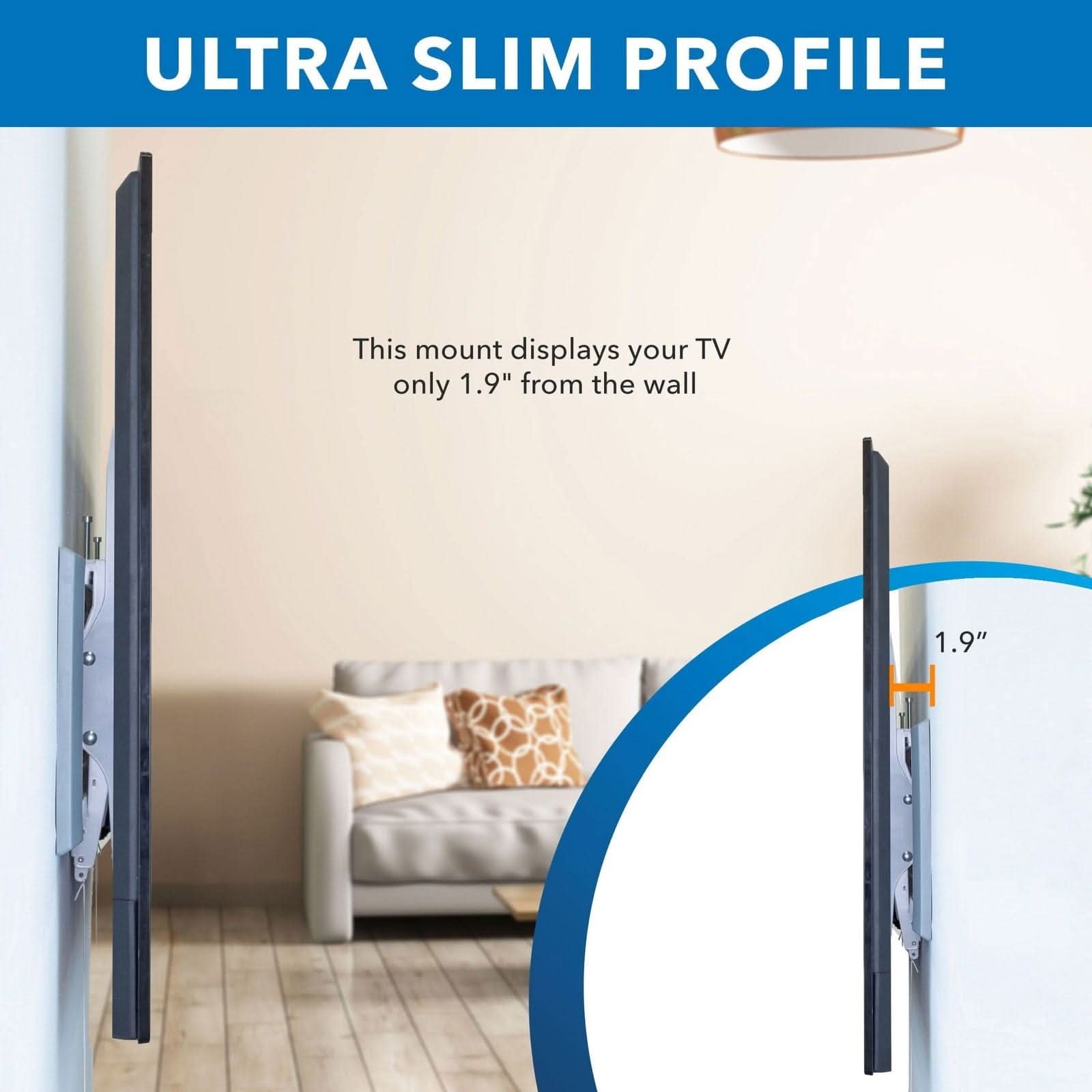 Mount-It! Ultra-Slim & Heavy-Duty TV Wall Mount for 43" to 90" TVs | holds up to 165 lbs | MI-307 - Thumbnail 3