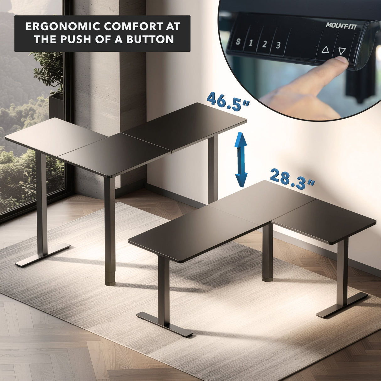 Standing Desk - XL Electric Height Adjustable Corner Standing Desk - Mount-It! -