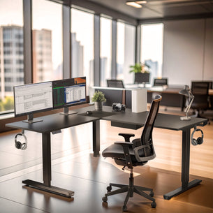 Standing Desk - XL Electric Height Adjustable Corner Standing Desk - Mount-It! -