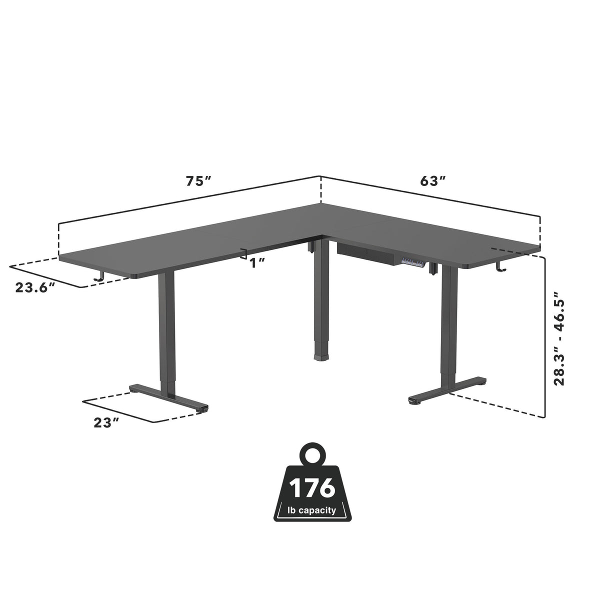 Standing Desk - XL Electric Height Adjustable Corner Standing Desk - Mount-It! -