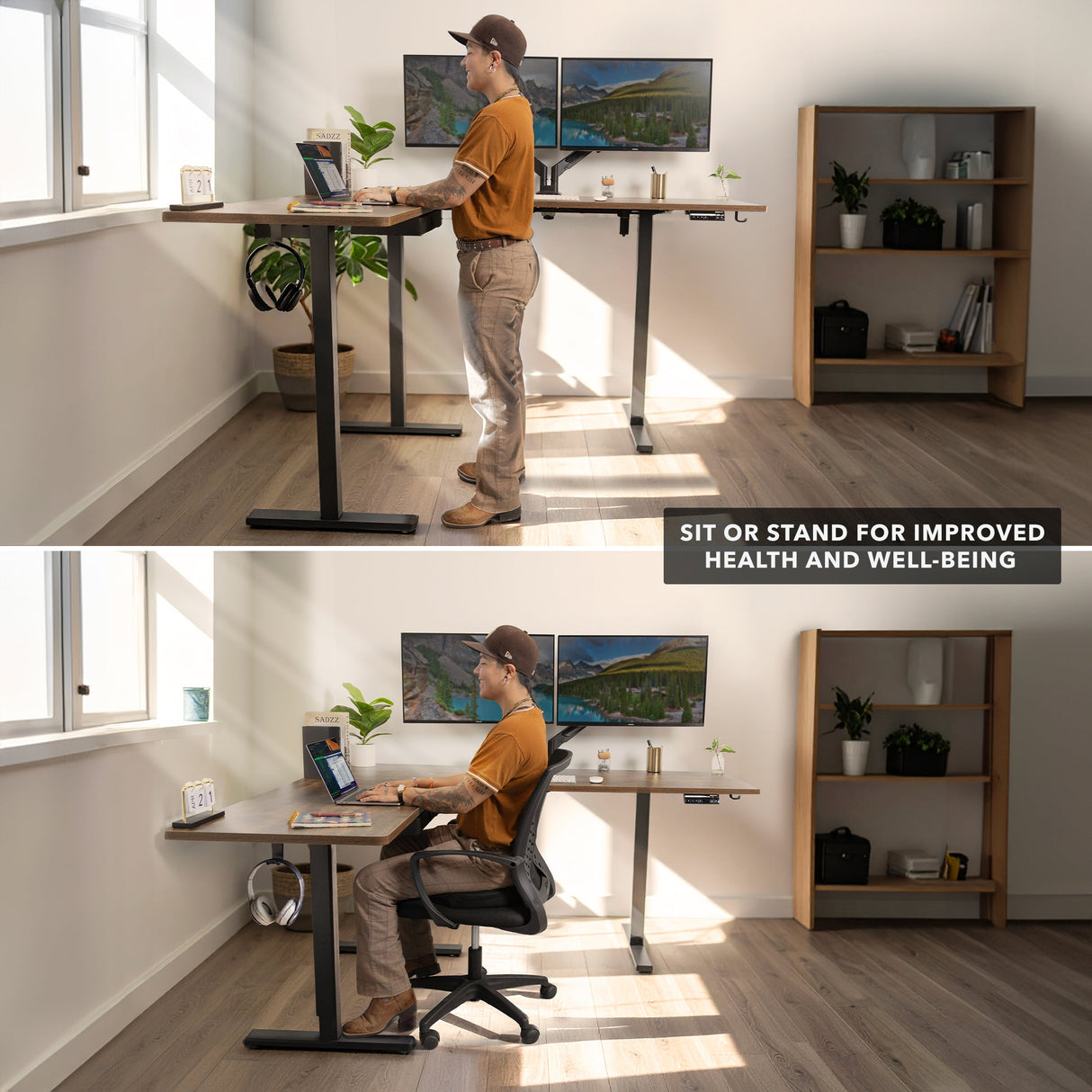 Standing Desk - XL Electric Height Adjustable Corner Standing Desk - Mount-It! -