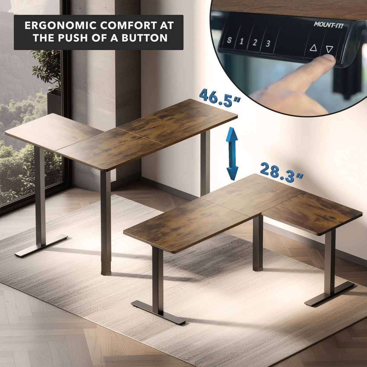 Standing Desk - XL Electric Height Adjustable Corner Standing Desk - Mount-It! -