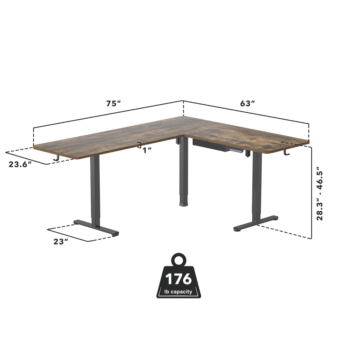 Standing Desk - XL Electric Height Adjustable Corner Standing Desk - Mount-It! -