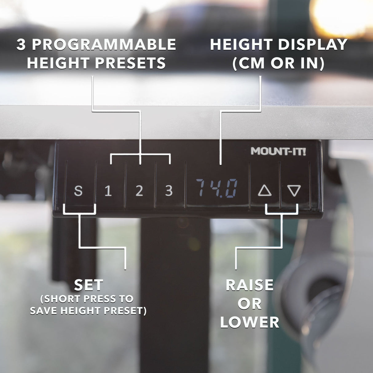 Standing Desk - XL Electric Height Adjustable Corner Standing Desk - Mount-It! -