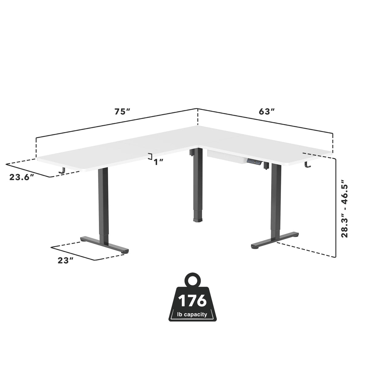 Standing Desk - XL Electric Height Adjustable Corner Standing Desk - Mount-It! -