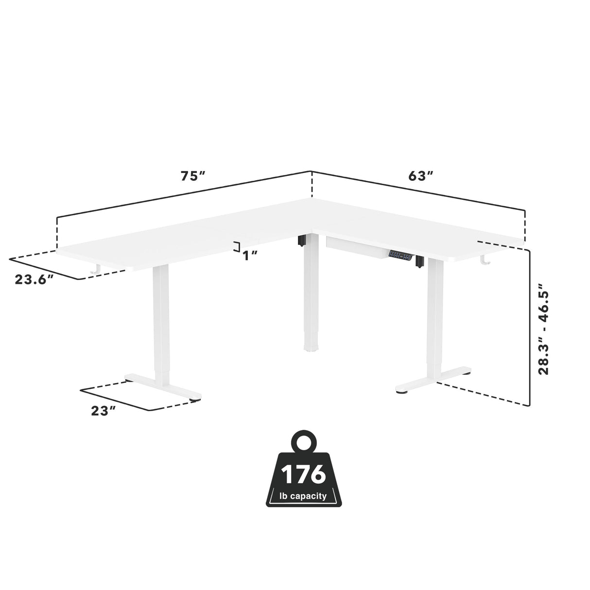 Standing Desk - XL Electric Height Adjustable Corner Standing Desk - Mount-It! -