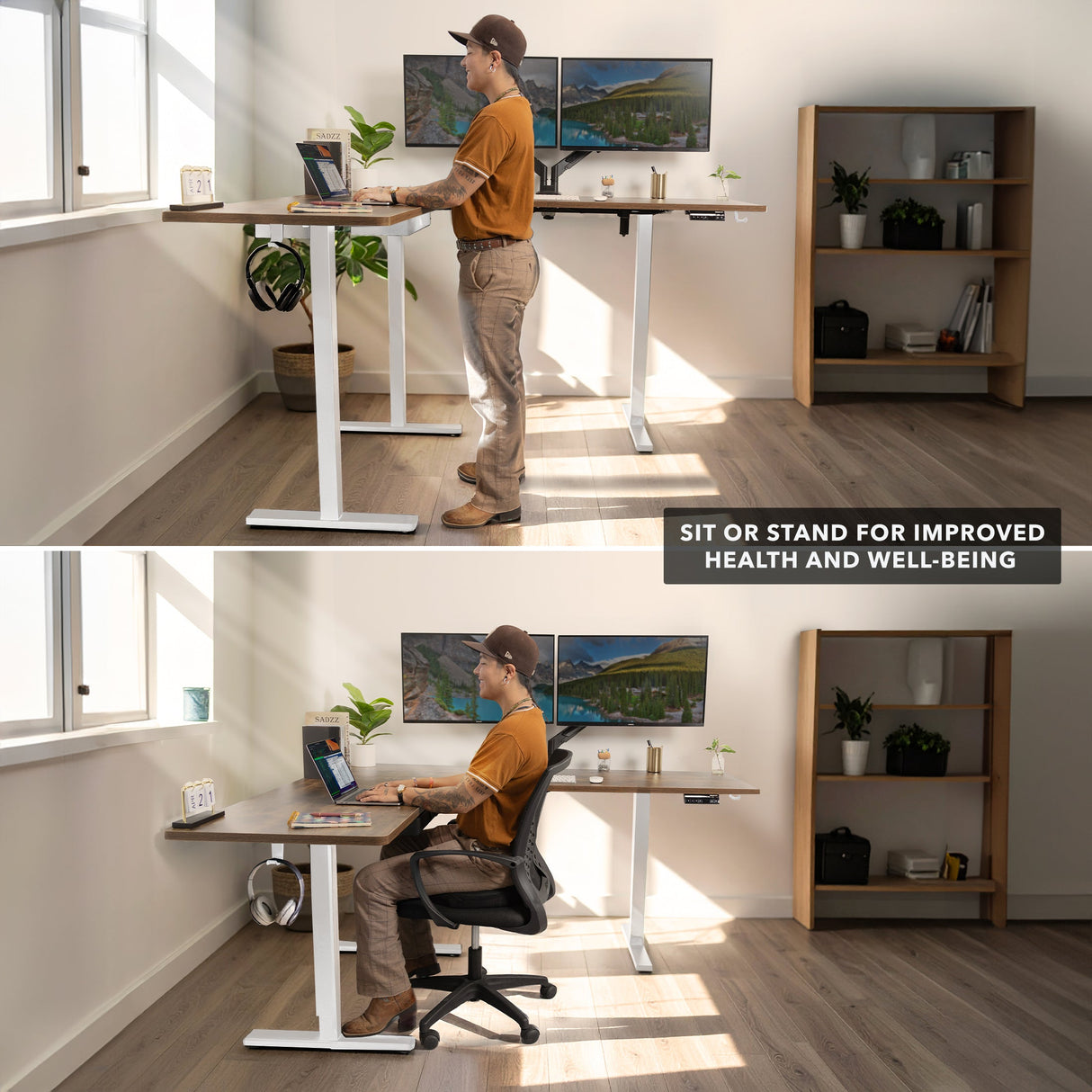 Standing Desk - XL Electric Height Adjustable Corner Standing Desk - Mount-It! -