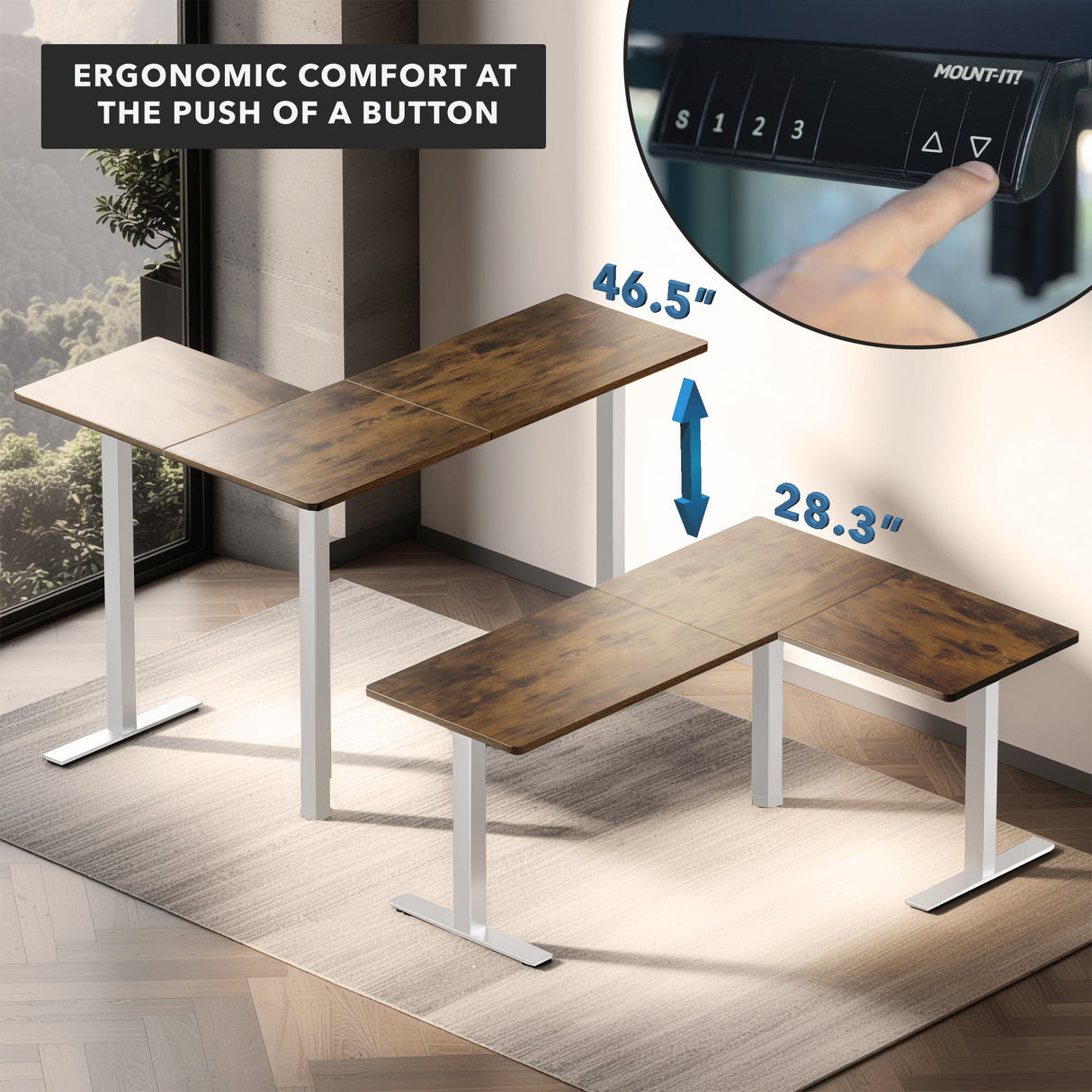 Standing Desk - XL Electric Height Adjustable Corner Standing Desk - Mount-It! -