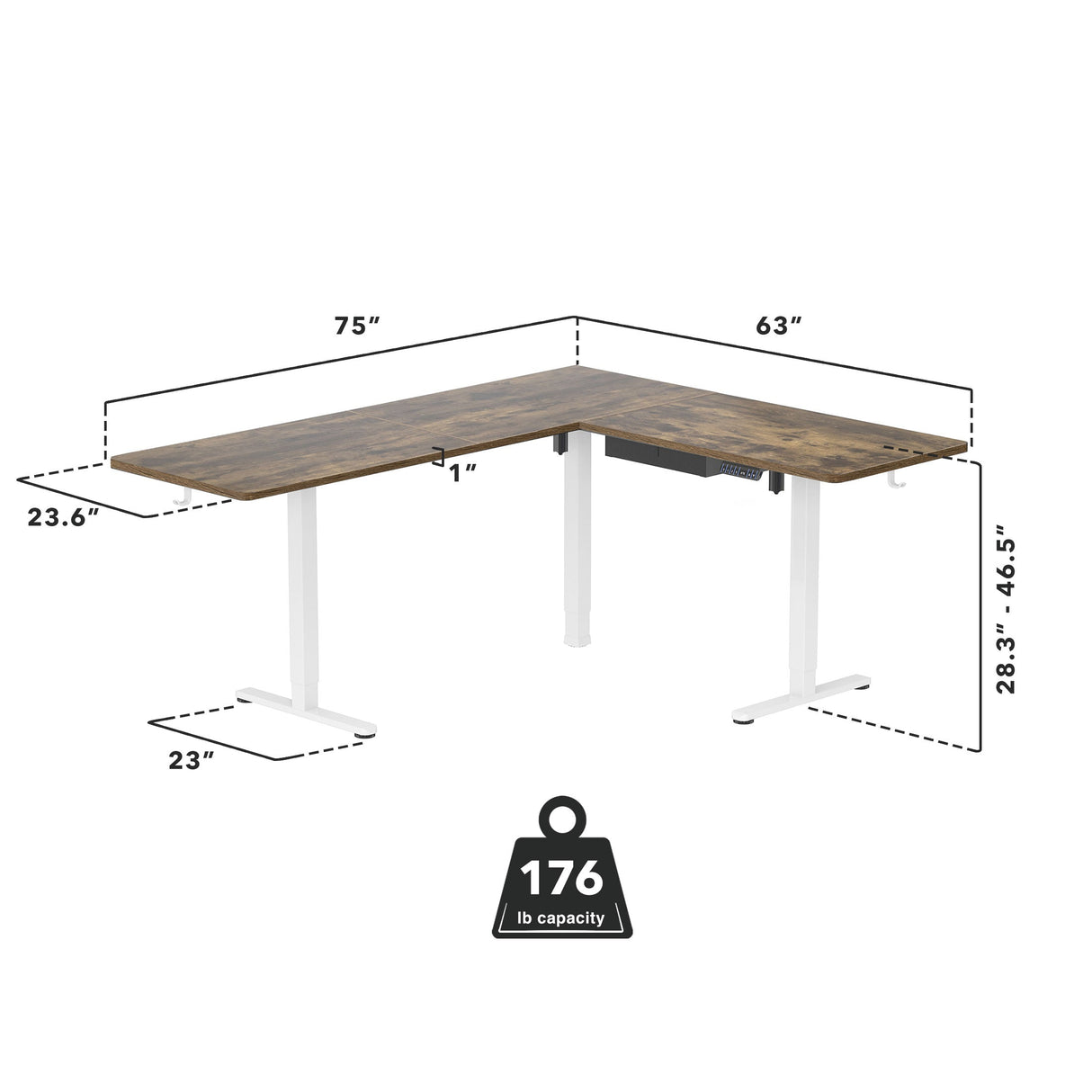 Standing Desk - XL Electric Height Adjustable Corner Standing Desk - Mount-It! -