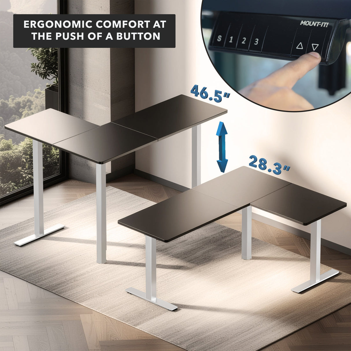 Standing Desk - XL Electric Height Adjustable Corner Standing Desk - Mount-It! -