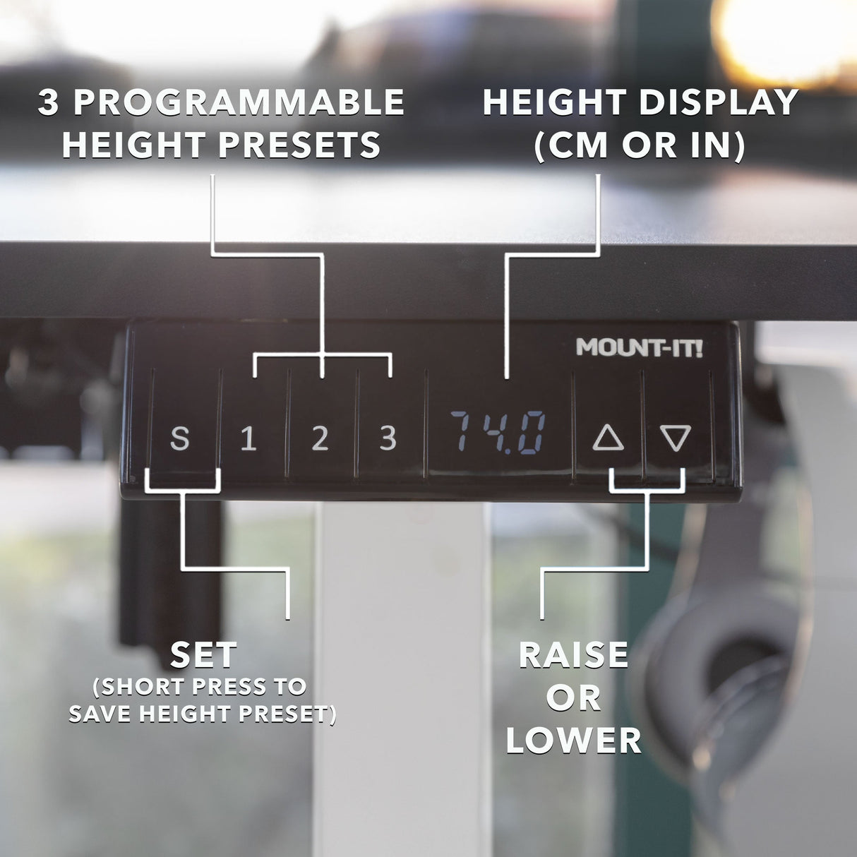 Standing Desk - XL Electric Height Adjustable Corner Standing Desk - Mount-It! -