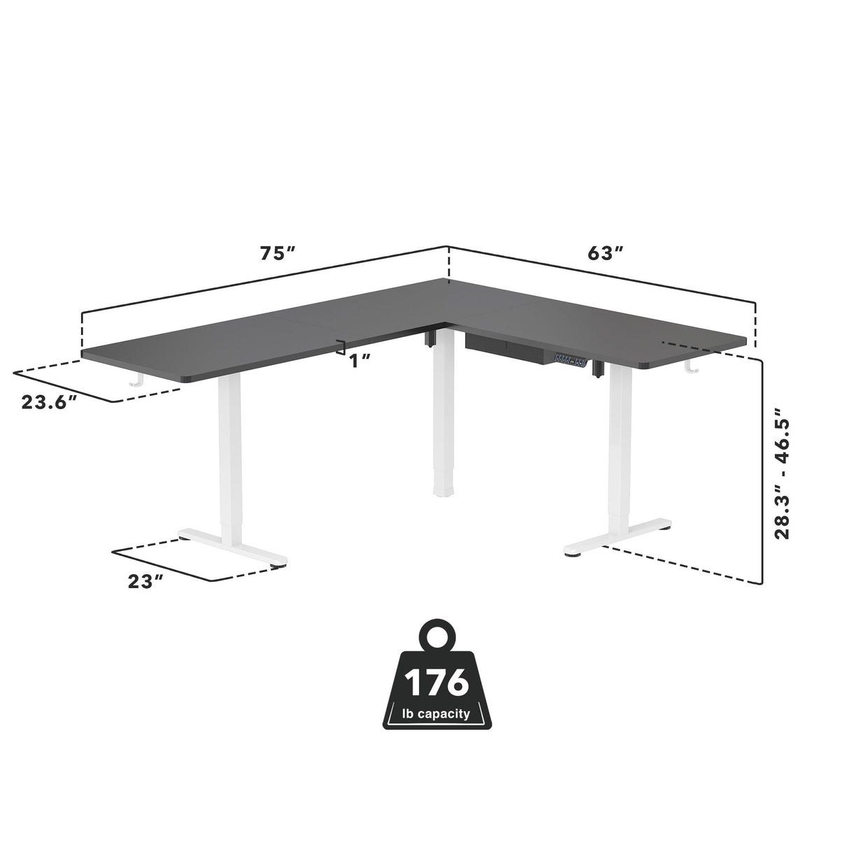 Standing Desk - XL Electric Height Adjustable Corner Standing Desk - Mount-It! -