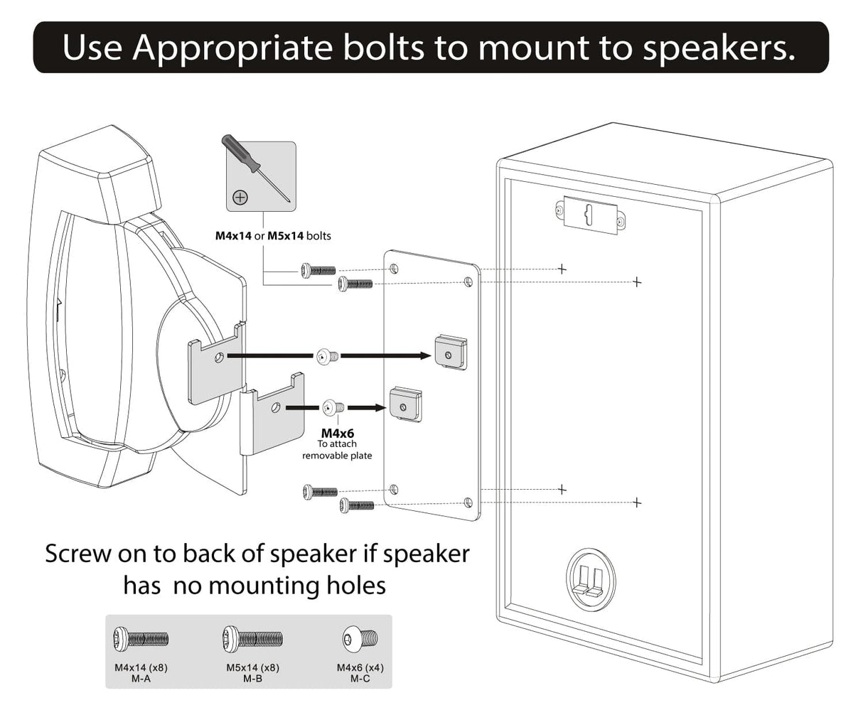 Speaker Mount - Universal Heavy Duty Speaker Wall Mount (Pair) - Mount-It! - MI-SB130